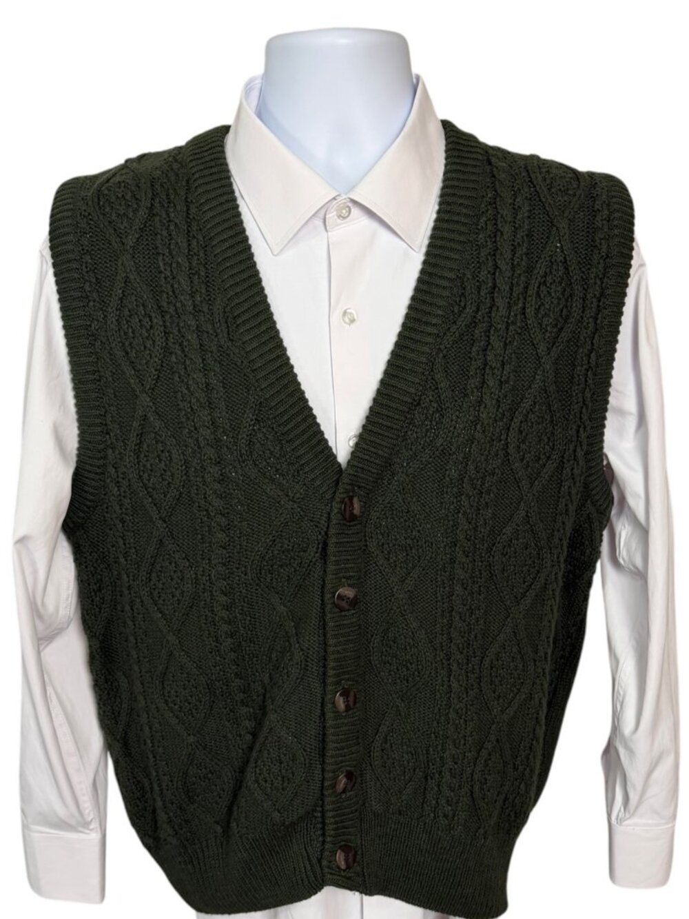 Old Glory 100% Cotton Cable Knit Sweater Vest Men’s M Made in USA